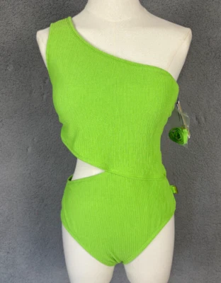 Maiô Michael Michael Kors feminino um ombro recorte lateral verde 12 novo com etiquetas. - Imagem 1 de 4