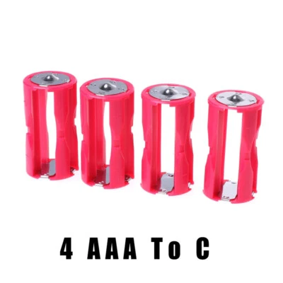 4 AAA To C Size Battery Converter Adapto/Adapter Case Holder Storage Box Plastic - Image 1 of 4
