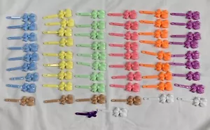 38 Vintage 80s 90s Plastic Colored Barrettes Hair Clips Bows Unused - Picture 1 of 5