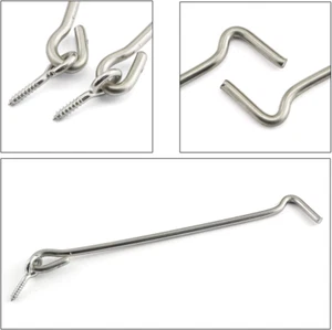 2Pcs 10" Window Lock Hook & Eye Door Latch Stainless Steel Cabin Hook with Sc... - Picture 1 of 1
