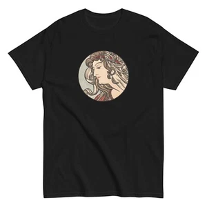 Vintage Design Unisex Cotton T-shirt Mucha's Stained Glass Art Nouveau Up to 5XL - Picture 1 of 10