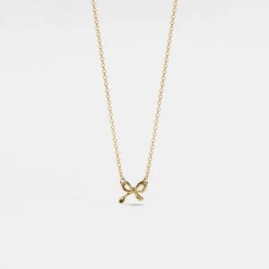 Tiny Small Bow Tie Ribbon Layering Charm Pendant Necklace in 925 Sterling Silver - Picture 1 of 10