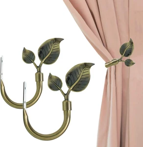 Leaf Shaped Curtain Holdbacks 2Pcs, Handmade Metal Curtain Side Holders for Wall - Picture 1 of 12