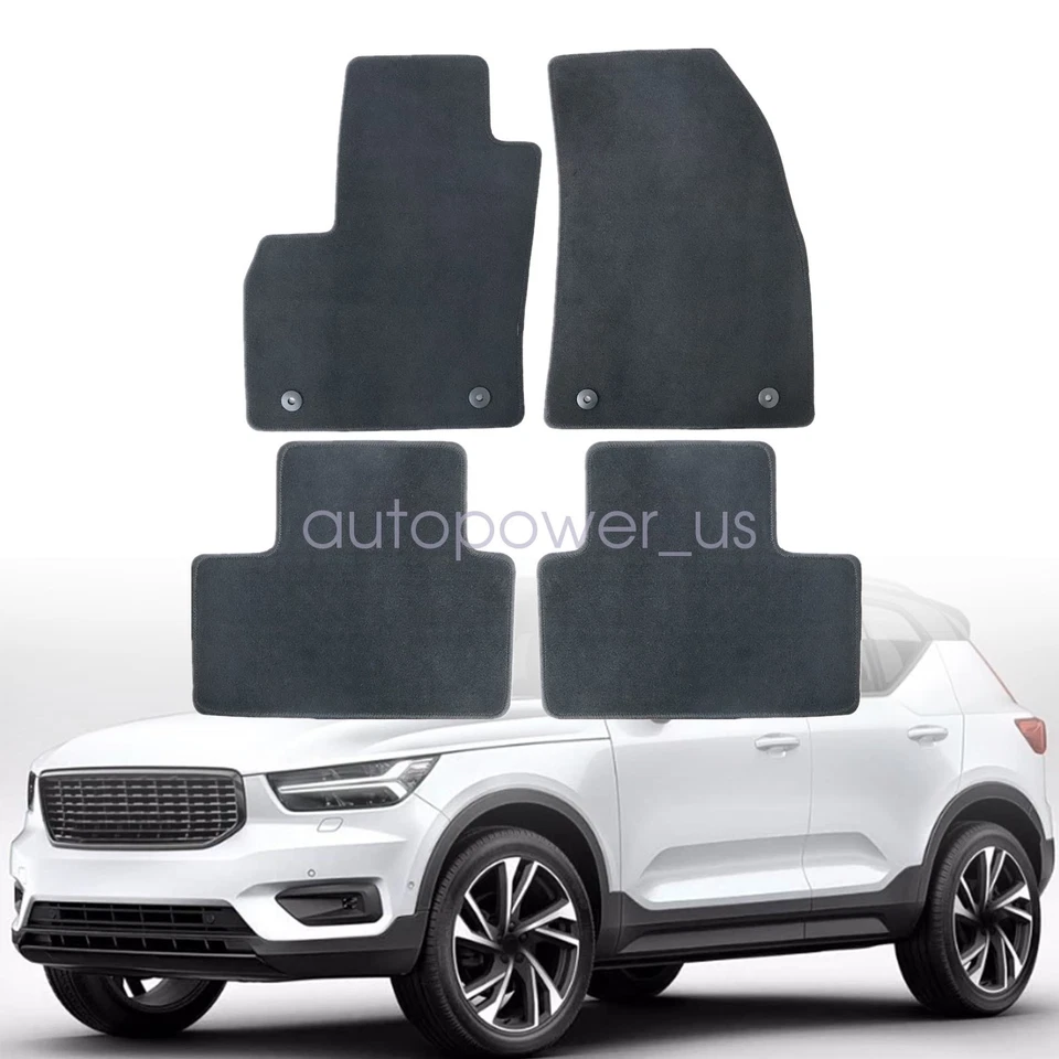 Alfombrillas delanteras traseras impermeables terciopelo negro para Volvo XC40 2019-2025 Foto 1 de 4