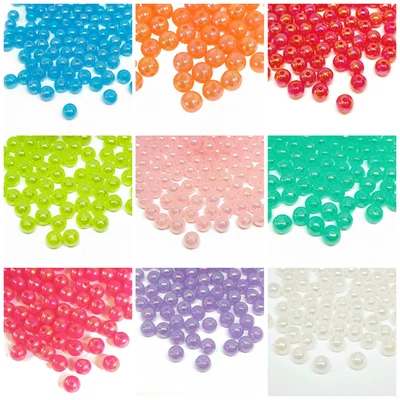 TAFFBEADS 100pcs 8mm AB Coloured Acrylic Round Beads Rainbow Iridescent Jewellery Making