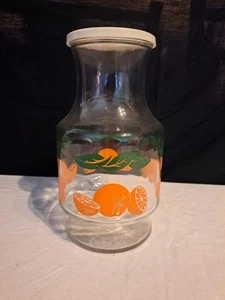 Vintage Anchor Hocking Orange Juice Glass Carafe Pitcher Jug 3.5" x 9" with Lid - Picture 1 of 5