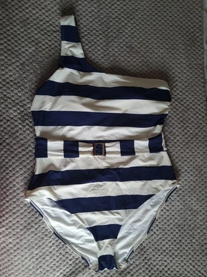 F&F Navy & White padded bather with gold detail. Size - UK22. - Image 1 of 4