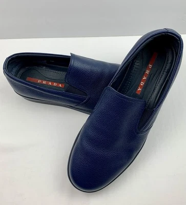 Prada Men's Slip-On Calf Skin Leather Shoes Navy Size US 9.5 - Image 1 of 4