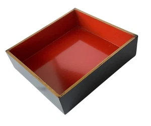 Japanische Schatulle Holz Natur Rot Schwarz Gold Vergoldet Lack Accessoire Antik gyuhj - Bild 1 von 12