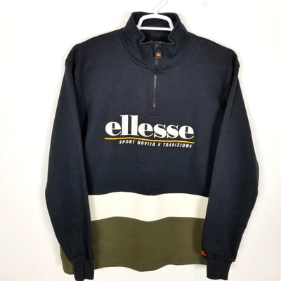 Ellesse Men Cortigiana Quarter-Zip Pullover Sweatshirt Size M Colorblock Navy - Image 1 of 4