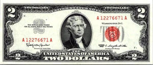 1963 $2 Red Seal (LOW SERIAL # A12276671A ) Legal Tender XF-AU-Fr. 1513 - Picture 1 of 3
