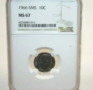 1966 SMS Roosevelt Dime NGC MS 67 [023WEJ] - Picture 1 of 4