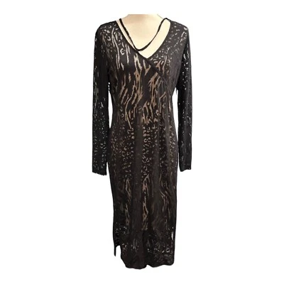 Vestido Bold Elements para mujer L negro terciopelo agotado estampado animal midi caprichoso Foto 1 de 4