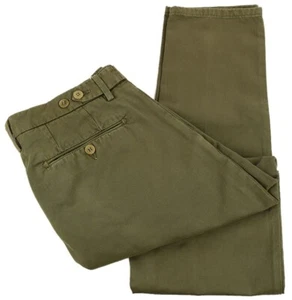 LUIGI BORRELLI Olive Green Mergellina Single Pleat Cotton Chino Pants 33 NWT - Picture 1 of 3