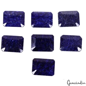 Certified 96.30 Cts/7 Pcs Natural Blue Sapphire Octagon Cut Calibrated Gems Lot - Picture 1 of 4