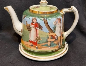 British | SALOPIAN | BENTHALL | TEAPOT, c. 1920-1940 Jack & Jill Rural Scene, - Picture 1 of 12