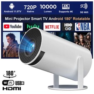 Mini Projector 4K Bluetooth WiFi 1080P Home Theater HDMI HI-FI 10000 Lumen USB - Picture 1 of 12