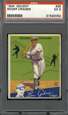 1934 Goudey #25 Roger Cramer - PSA 5 - Image 1 of 2