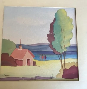 WONDERFUL LAKESIDE WATERCOLOR (ORIGINAL) - Picture 1 of 2