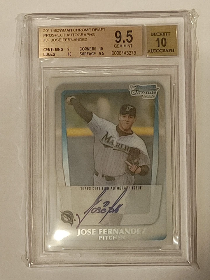 Beckett Grado 2011 Bowman cromo draft jose fernandez auto novato radiocontrol BGS 9,5 10 Foto 1 de 4