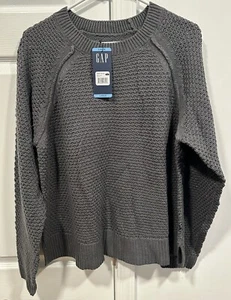 Gap Women's Textured Reverse Stockinette Knit Long Sleeve Sweater Silver Bells L - Picture 1 of 3