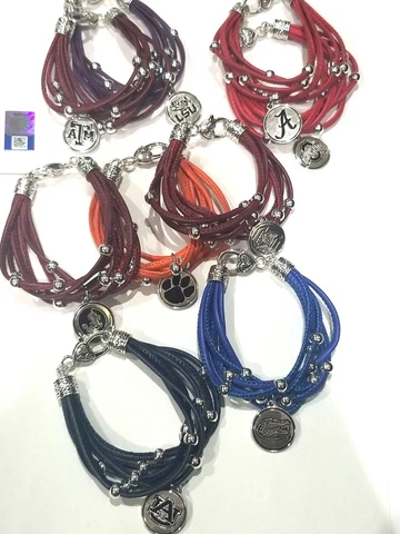 LOGO Charm NCAA Officially licensed collegiate faux leather cord bracelet Cover