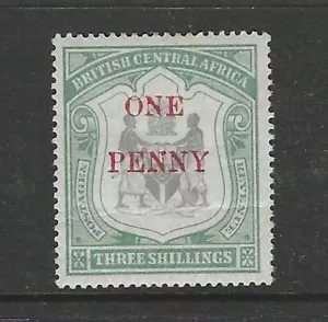 NYASALAND BRITISH CENTRAL AFRICA 1897 ONE PENNY ON 3/- OVPT - SG53 - LMM CAT £14 - Picture 1 of 1