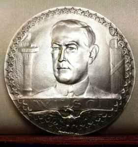 WILSON BRONZE 69MM MEDAL US PRESIDENT great WAR 1914 1918 ww1 collection - Picture 1 of 2