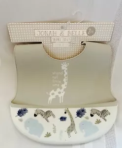 Jonah & Belle 2-Silicone Bibs/Foodcatchers BPA free, wipe off, waterproof &soft - Picture 1 of 4