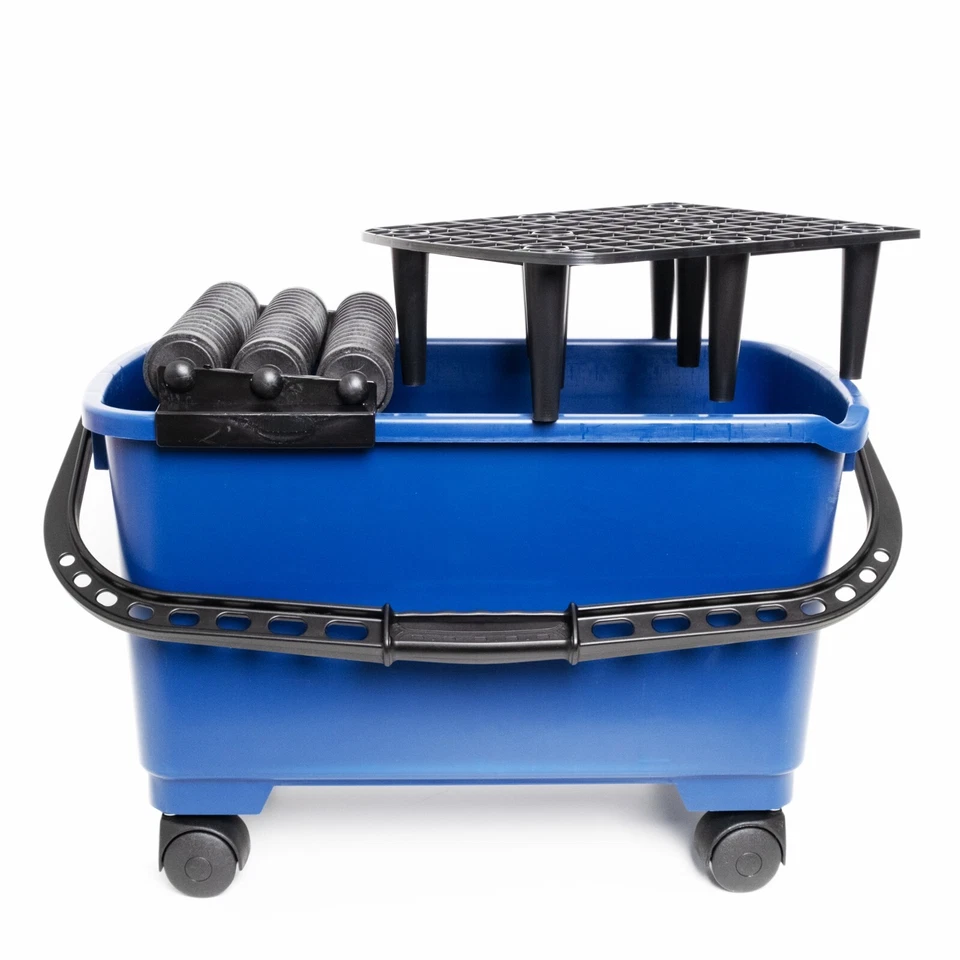 Fliesenwascheimer Wascheimer mit Deckel Bodenrollen Ausdrücksieb 22L IDEAL - Bild 1 von 4