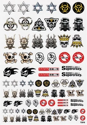 Skulls and Symbols Decal Sheet  A4 for 1:10 RC car truck or crawler  - Image 1 of 2