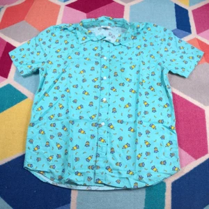 Despicable Me Mens Minions Banana Print Button Up Shirt Size M Medium Teal - Imagen 1 de 3