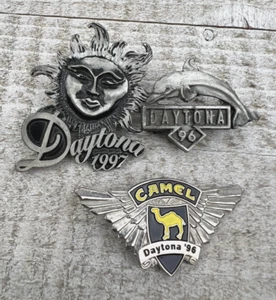 3 Vintage Daytona Pins Bike Week Joe Camel Cigarettes Motorcycle 1996-97 - Picture 1 of 8