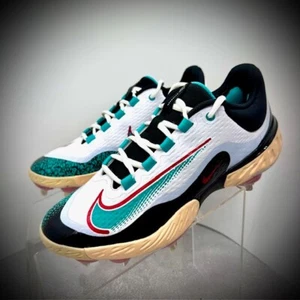 Nike RBI x Alpha Huarache Elite 4 Low White Teal MCS Cleats FZ7345-103 Size 8.5 - Picture 1 of 7