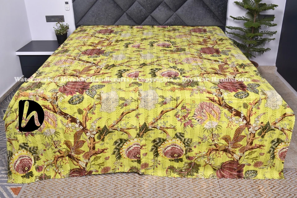 Colchas étnicas Kantha edredones Boho Ralli algodón manta india King/Queen Foto 1 de 1