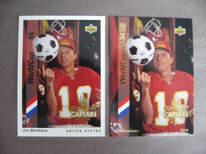 1993 UPPER DECK WORLD CUP HONORARY CAPTAIN JOE MONTANA Regular AND GOLD Parallel - Picture 1 of 2