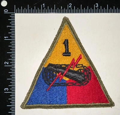 WWII US Army 1st Armored Armor Division Tank GREENBACK Patch - Image 1 of 2