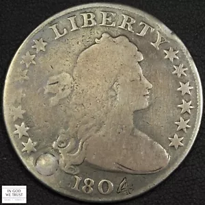 1802 BB-241 B-6 Draped Bust Silver Dollar $1 - Graffiti & Plugged - Picture 1 of 2