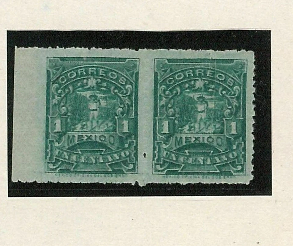 42931 - MEXICO -  1897 : ERROR : Pair of stamps - one side IMPERFORATED! DOGS - Image 1 of 1