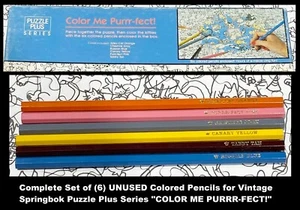 Juego De Colección 6 Lápices De Colores SIN USAR para Springbok COLOR ME RONRRRR ¡PERFECTO! Puzzle gato - Imagen 1 de 16