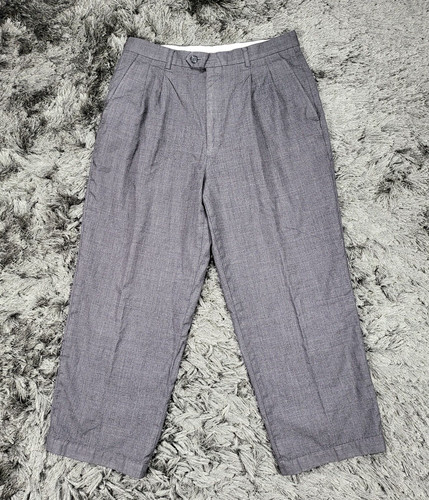 Vintage Balenciaga Paris abito pantalone uomo 30 x 25 grigio plissettato lana business