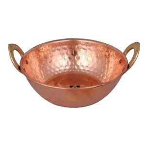 Traditional Pure Copper Kadhai Wok Bowl For Serving Dishes, Best Christmas Gift