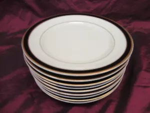 Set of 9 Mikasa Petite Bone BLACK TIE L6206 Japan porcelain 7" bread plates - Picture 1 of 7
