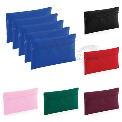 1,3, 5, 7 PACK PENCIL CASE Quadra Kids Plain Case School Office Polyester Zipper - Image 1 of 4