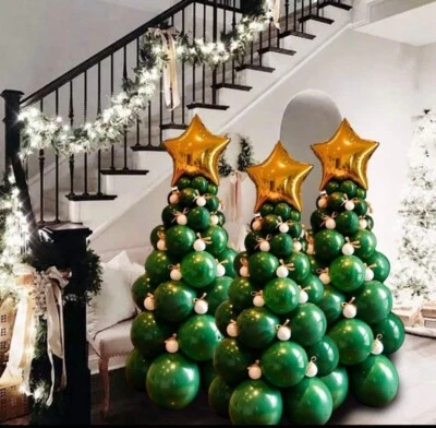 Árbol de Navidad Globos Guirnalda Arco Hágalo Usted Mismo Kit con Globos Estrella Dorada Foto 1 de 4