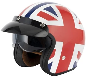 VCAN H589 OPEN FACE RETRO MOD SCOOTER MOTORCYCLE HELMET UNION JACK FLAG BRITAIN - Picture 1 of 6