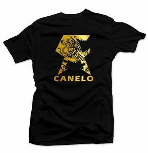 CANELO Men's T-shirt.Mexico flag, Alvarez Boxing Gold Foil.Unisex Black Tee - Picture 1 of 2