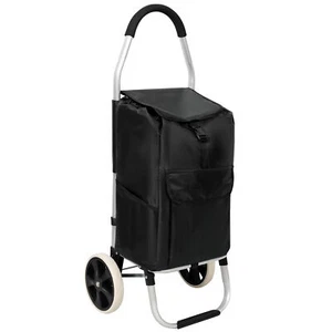 Carrito de Compras Plegable Carrito de Compras con Ruedas Oxford Bolsa Impermeable Negro - Imagen 1 de 21