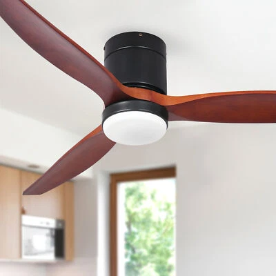 52" Farmhouse Flush Mount Ceiling Fan with Light and Remote 3 Blade Reversible - Image 1 of 4
