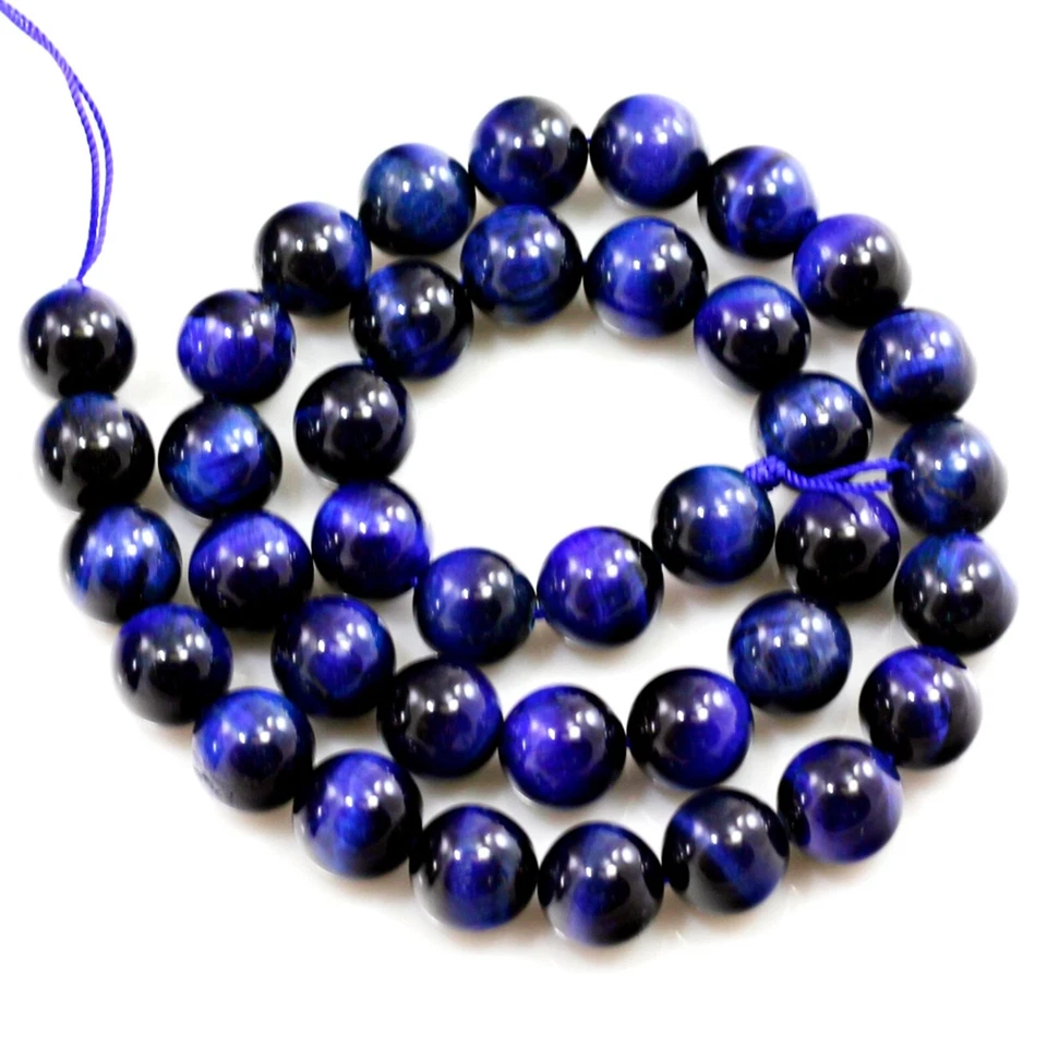 Piedra preciosa azul marino natural ojo de tigre cuentas sueltas 15" hebra 4 mm 6 mm 8 mm 10 mm 12 Foto 1 de 1